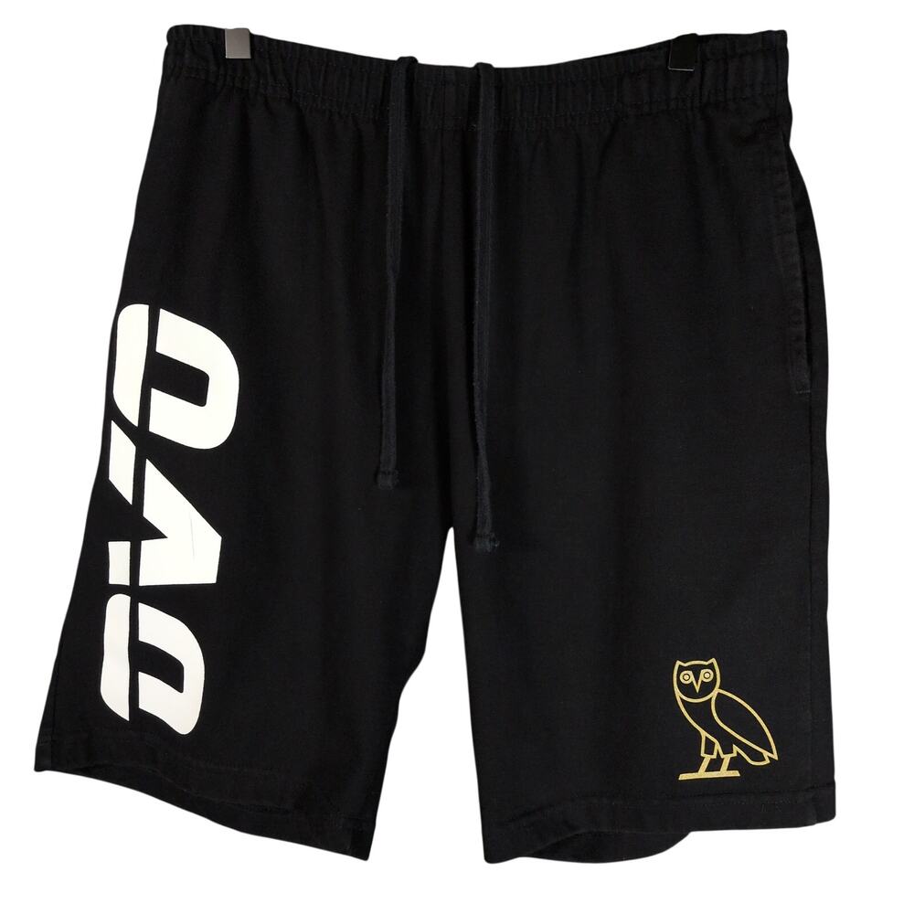 OVO October's Very Own Black/White Sweat Shorts Drawstring Pants Owl Logo Large